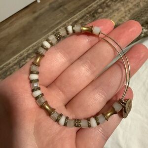 Alex and Ani Gold and White Beaded Bracelet